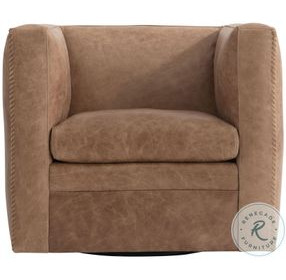 Hudson Tan Leather Swivel Chair