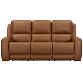 Belmont Lyric Caramel Leather 89" Zero Gravity Power Reclining Sofa with USB Charging