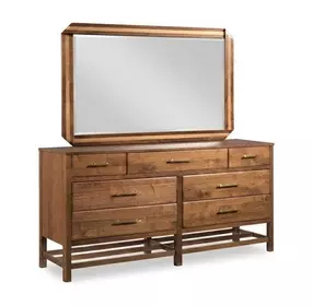 Monogram Walnut 7 Drawer Wonderland Dresser with Rectangular Dornoch Mirror