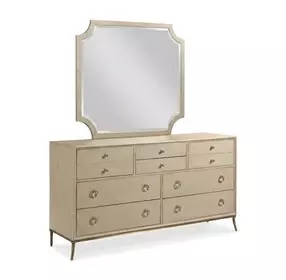 Lenox Alabaster 8 Drawer Straddella Dresser with Rectangular Sarbonne Mirror