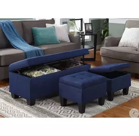 Everett Blue 3 Piece Storage Ottoman