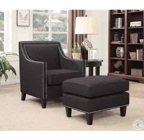 Emery Charcoal Accent Chair With Ottoman