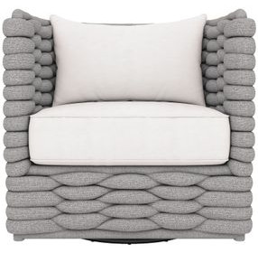 Wailea Nordic White and Gray Performance Fabric Outdoor Swivel Chair