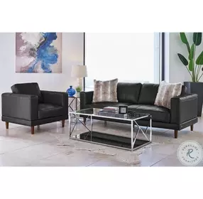Hanson Fiero Charcoal Leather Living Room Set