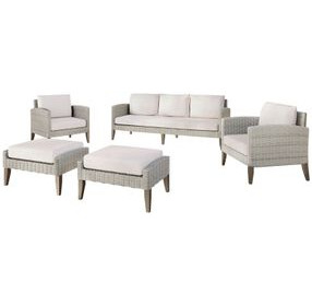 Carezza Taupe and Natural Upholstered 5 Piece Conversation Set