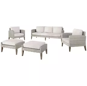 Carezza Taupe and Natural Upholstered 5 Piece Conversation Set