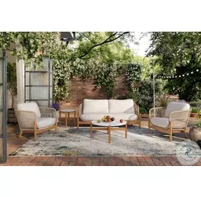 Solstice Natural Outdoor Solid Wood Occasional Table Set With Terrazzo Top