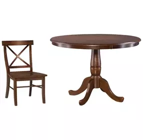 Dining Essentials Espresso 30" Round Pedestal Dining Room Set