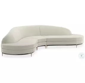 Three Company Cream Velvet 3 Piece Chaise Sectional