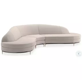Three Company Beige Velvet 3 Piece Chaise Sectional