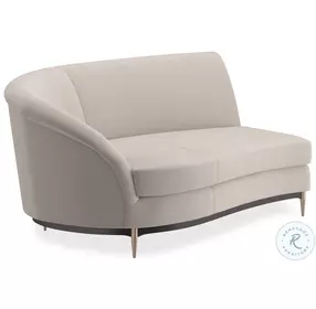 Three Company Beige Velvet LAF Sofa