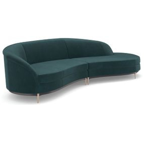 Three's Company Dark Peacock Blue 2 Piece Sectional