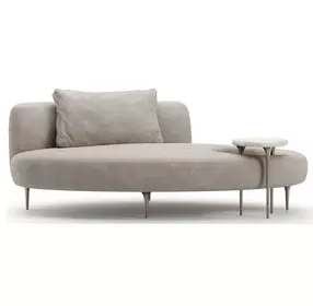 Echo Pale Gray and Champagne Gold 81" Lounge with Accent Table
