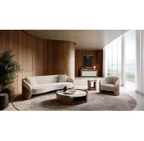 Fleur Porcini and Travertine Round Occasional Table Set