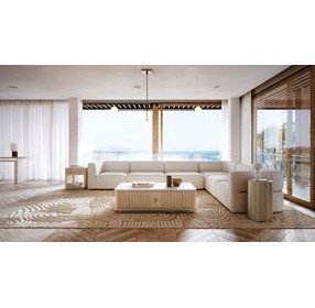 Rhythm Sun Drenched Oak and Neutral Metallic Rectangular Occasional Table Set with Travertine Top