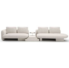 Overlap Ecru 3 Piece Modular Sectional with Armless Bumper