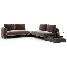 Overlap Dark Taupe 4 Piece Modular Sectional with Armless Bumper