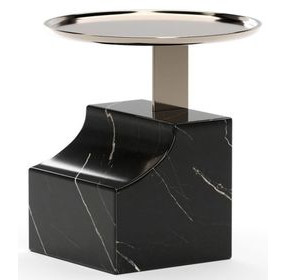 Overlap Nero Marquina and Whisper of Gold Sectional Accent Table
