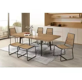 Uptown Light Walnut and Espresso Extendable Rectangular Leg Dining Room Set