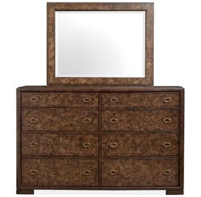 Timberlyn Espresso 8 Drawer Dresser with Rectangular Mirror