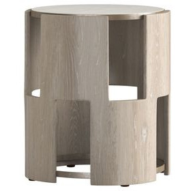 Artifacts Weathered White and Gray Round Marble Top Rhodes End Table