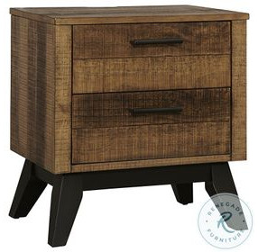 Urban Rustic Brushed Wheat 2 Drawer Nightstand with USB Charging