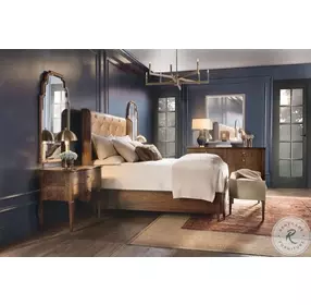 Archives Classic Walnut And Dark Blonde Leather Upholstered Wingback Panel Bedroom Set