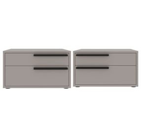 Carter Taupe 2 Drawer Nightstand Set of 2