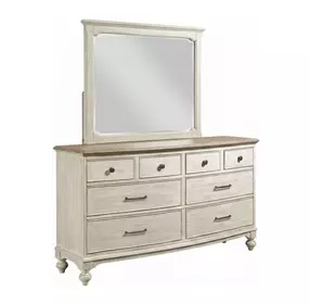 Litchfield Sunwashed and Brown 8 Drawer Weymouth Dresser with Rectangular Landscape Mirror