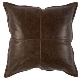 Soco Leather Parsons Cocoa 22 x 22" Accent Pillow
