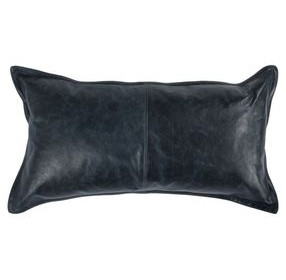Soco Leather Naval Nightfall Blue Rectangular Accent Pillow Set of 2