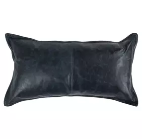 Soco Leather Naval Nightfall Blue Rectangular Accent Pillow Set of 2