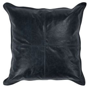 Soco Leather Naval Nightfall Blue Square Accent Pillow Set of 2