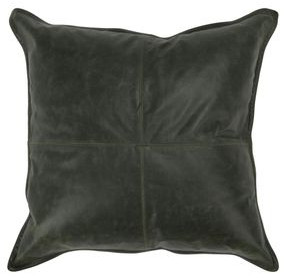 Soco Leather Acre Forest Green Square Accent Pillow Set of 2