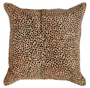 La Dolce Vita Leopard Hide Camel and Black Square Accent Pillow Set of 2