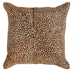 La Dolce Vita Leopard Hide Camel and Black Square Accent Pillow Set of 2