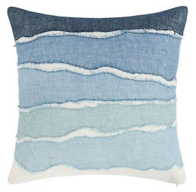 Stillness Bikram Capri Blue and Black Square Accent Pillow