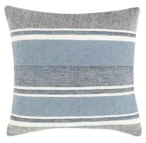 Stillness Lima Capri Blue and Dark Gray Square Accent Pillow Set of 2