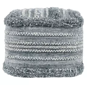 Poufs Blue and White Performance Elko Square Outdoor Pouf