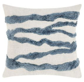 Stillness Passage Capri Blue and Cream Square Accent Pillow Set of 2