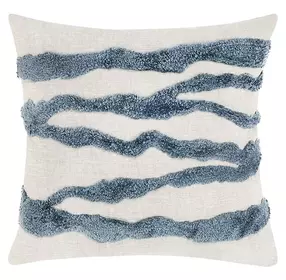 Stillness Passage Capri Blue and Cream Square Accent Pillow Set of 2