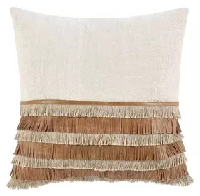 Timeless Casa Leather Chestnut and Natural Square Accent Pillow Set of 2