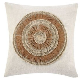 Timeless Pueblo Leather Chestnut and Natural Square Accent Pillow