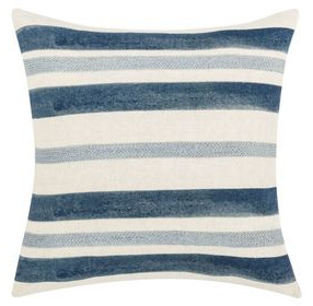 Catania Seiano Ivory and Blue Square Accent Pillow Set of 2