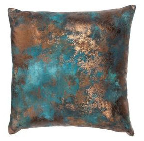 Equilibrium Onara Teal and Antique Bronze Square Accent Pillow