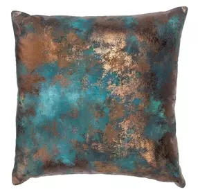 Equilibrium Onara Teal and Antique Bronze Square Accent Pillow Set of 2
