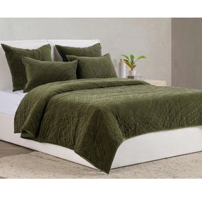 Elms Velvet Loden Green King Quilt
