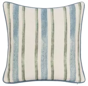 Tranquil Coasts Harbor Stripe Ivory and Blue Square Accent Pillow Set of 2
