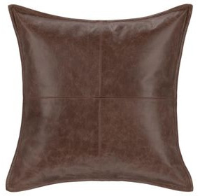 Soco Leather Parsons Cocoa 18 x 18" Accent Pillow