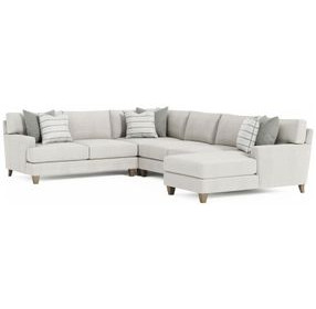 Mila Beige 5 Piece Modular Sectional with RAF Chaise and Pillows